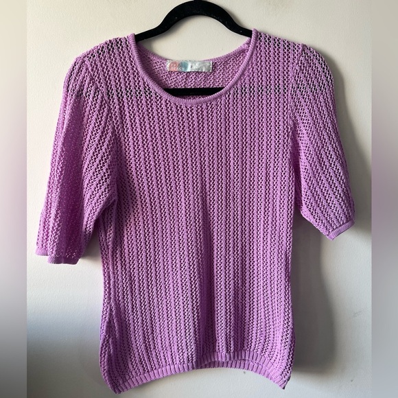 Free People Tops - Free People FP BEACH Purple Knit Short Sleeve Top